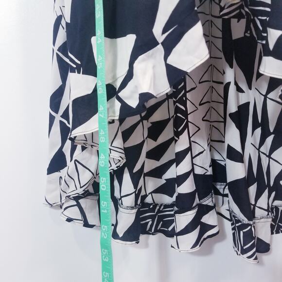 Plenty by Tracy Reese Geometric Print  Maxi Dress High Low Ruffle Keyhole Back - Picture 7 of 15